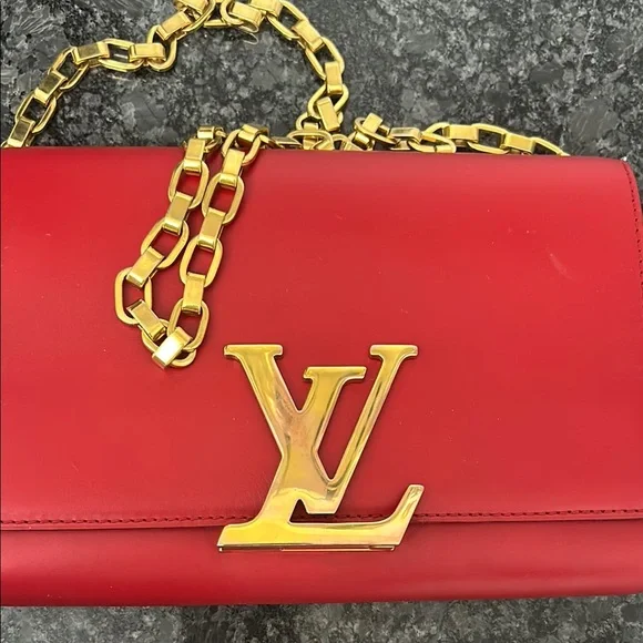 Louis Vuitton Red and Gold Clutch with Chain - Picture 2 of 10